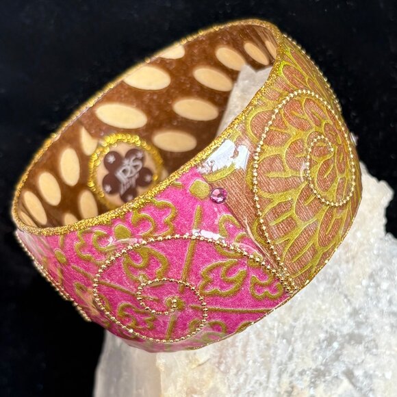 Iris Design Wide Artisan Bangle Mauve & Pink - Picture 4 of 5